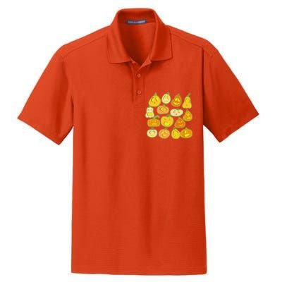 Funny Halloween Glowing Jackolantern Pumpkin Faces Dry Zone Grid Polo