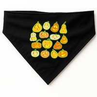 Funny Halloween Glowing Jackolantern Pumpkin Faces USA-Made Doggie Bandana