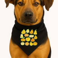 Funny Halloween Glowing Jackolantern Pumpkin Faces USA-Made Doggie Bandana
