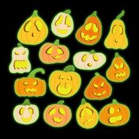 Funny Halloween Glowing Jackolantern Pumpkin Faces USA-Made Doggie Bandana