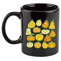 Funny Halloween Glowing Jackolantern Pumpkin Faces 11oz C Handle Ceramic Mug