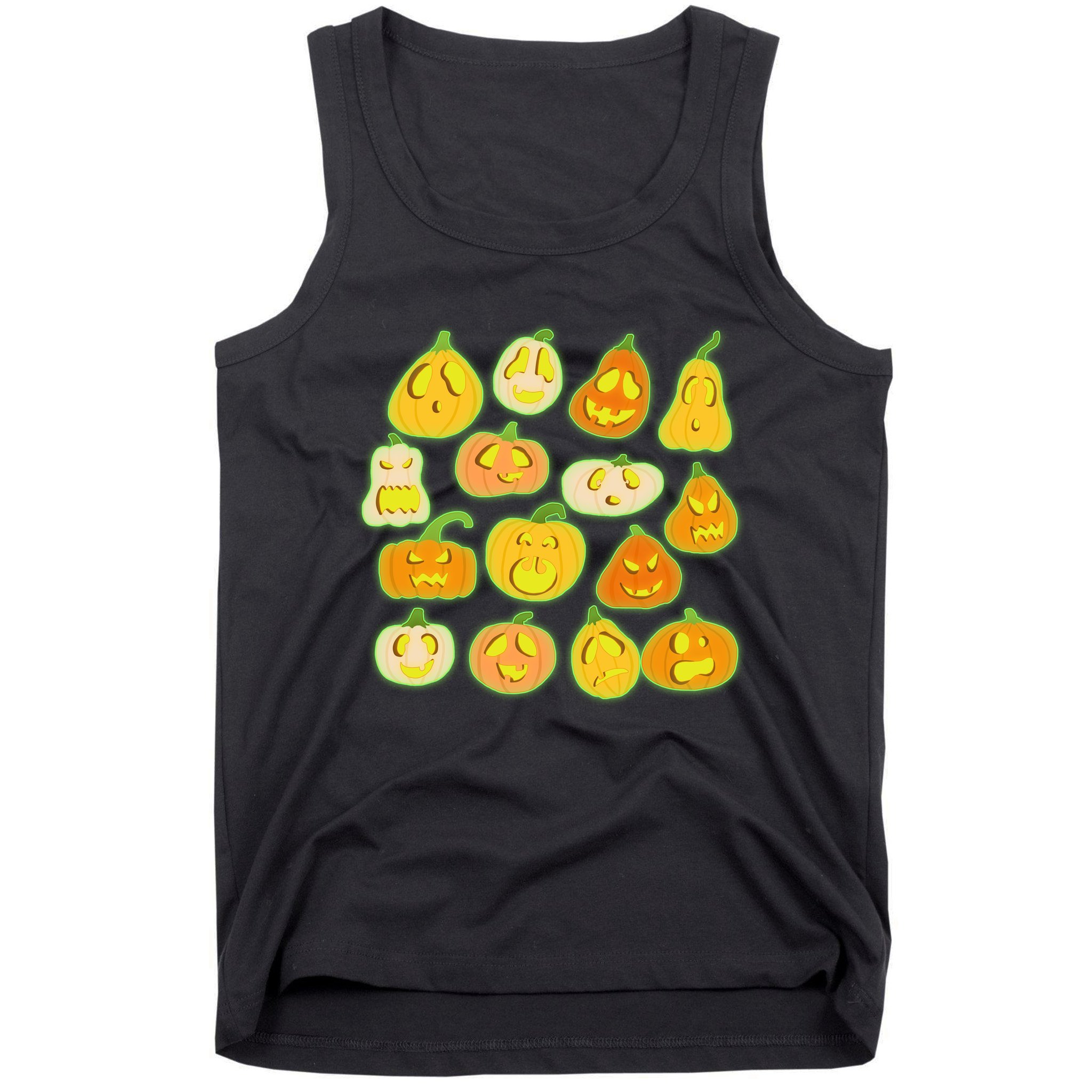 Funny Halloween Glowing Jackolantern Pumpkin Faces Tank Top