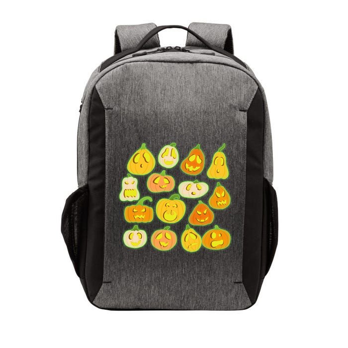Funny Halloween Glowing Jackolantern Pumpkin Faces Vector Backpack