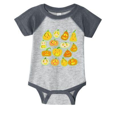 Funny Halloween Glowing Jackolantern Pumpkin Faces Infant Baby Jersey Bodysuit