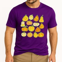 Funny Halloween Glowing Jackolantern Pumpkin Faces Cooling Performance Crew T-Shirt