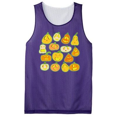 Funny Halloween Glowing Jackolantern Pumpkin Faces Mesh Reversible Basketball Jersey Tank