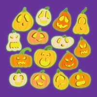 Funny Halloween Glowing Jackolantern Pumpkin Faces Cooling Performance Long Sleeve Crew