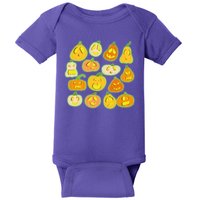 Funny Halloween Glowing Jackolantern Pumpkin Faces Baby Bodysuit