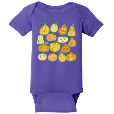 Funny Halloween Glowing Jackolantern Pumpkin Faces Baby Bodysuit