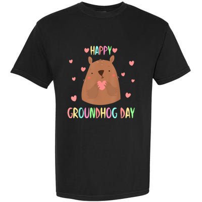 Funny Happy Groundhog Day 2024 Garment-Dyed Heavyweight T-Shirt