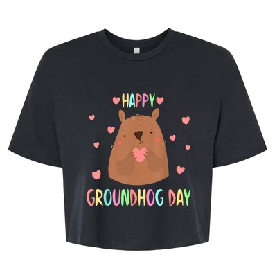 Funny Happy Groundhog Day 2024 Bella+Canvas Jersey Crop Tee