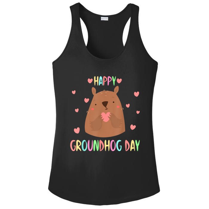 Funny Happy Groundhog Day 2024 Ladies PosiCharge Competitor Racerback Tank