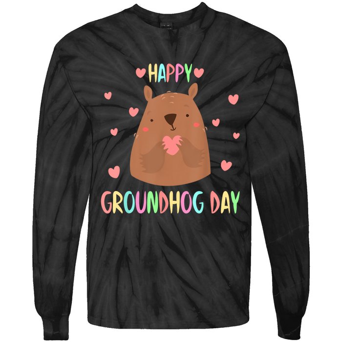 Funny Happy Groundhog Day 2024 Tie-Dye Long Sleeve Shirt