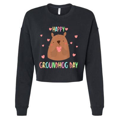 Funny Happy Groundhog Day 2024 Cropped Pullover Crew