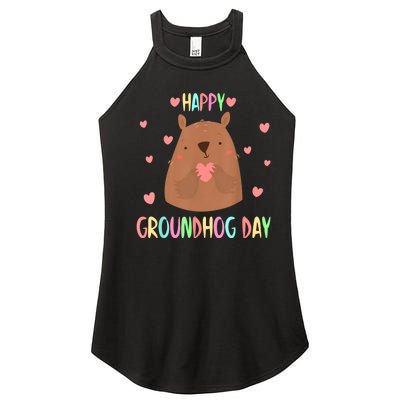 Funny Happy Groundhog Day 2024 Women’s Perfect Tri Rocker Tank