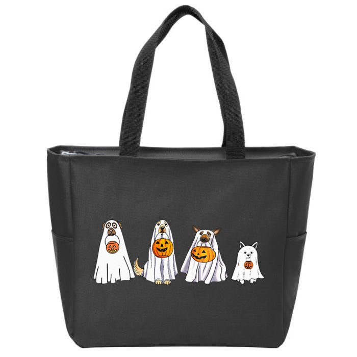 Funny Halloween Ghost Costume for Dogs Zip Tote Bag