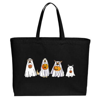 Funny Halloween Ghost Costume for Dogs Cotton Canvas Jumbo Tote