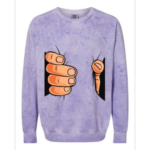 Funny Hand Gripping Optical Illusion Colorblast Crewneck Sweatshirt