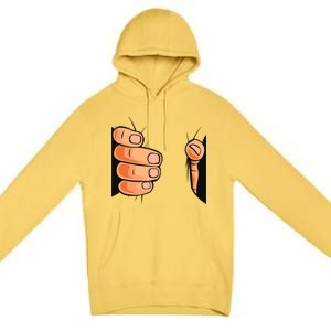 Funny Hand Gripping Optical Illusion Premium Pullover Hoodie