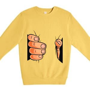 Funny Hand Gripping Optical Illusion Premium Crewneck Sweatshirt