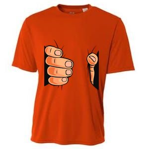 Funny Hand Gripping Optical Illusion Cooling Performance Crew T-Shirt