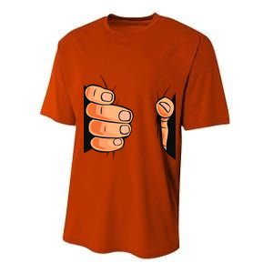 Funny Hand Gripping Optical Illusion Performance Sprint T-Shirt