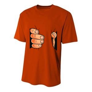 Funny Hand Gripping Optical Illusion Youth Performance Sprint T-Shirt