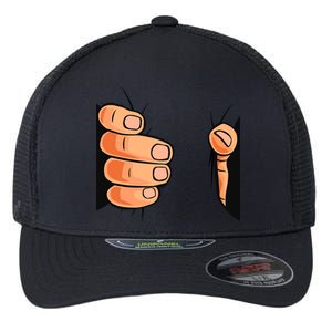 Funny Hand Gripping Optical Illusion Flexfit Unipanel Trucker Cap