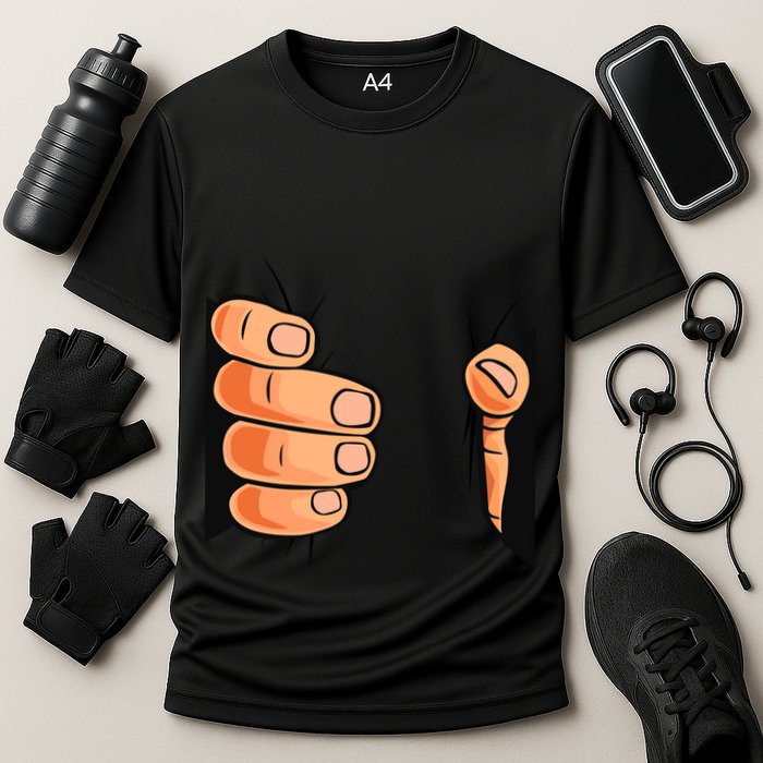 Funny Hand Gripping Optical Illusion Performance Shirt