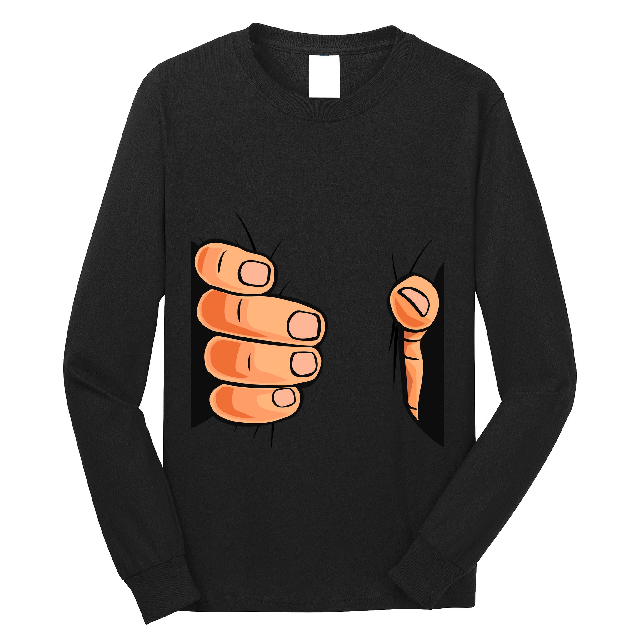 Funny Hand Gripping Optical Illusion Long Sleeve Shirt