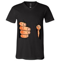 Funny Hand Gripping Optical Illusion V-Neck T-Shirt