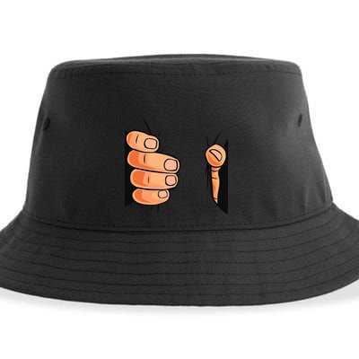 Funny Hand Gripping Optical Illusion Sustainable Bucket Hat