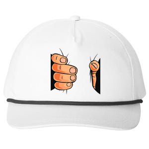 Funny Hand Gripping Optical Illusion Snapback Five-Panel Rope Hat