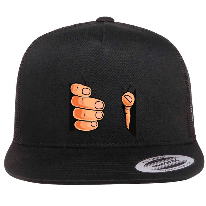 Funny Hand Gripping Optical Illusion Flat Bill Trucker Hat