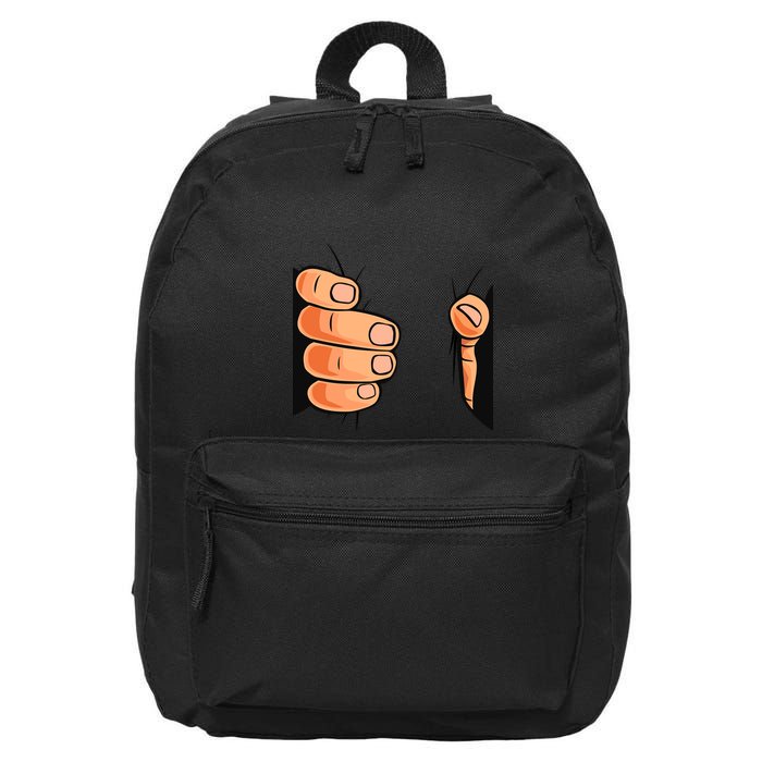 Funny Hand Gripping Optical Illusion 16 in Basic Backpack