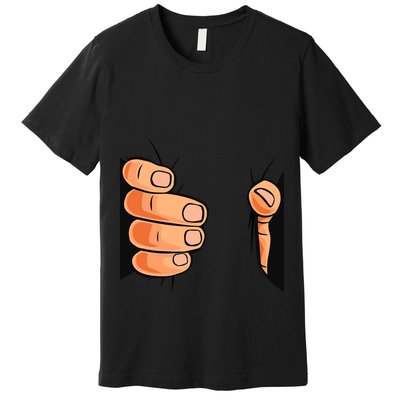 Funny Hand Gripping Optical Illusion Premium T-Shirt