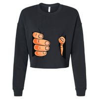 Funny Hand Gripping Optical Illusion Cropped Pullover Crew