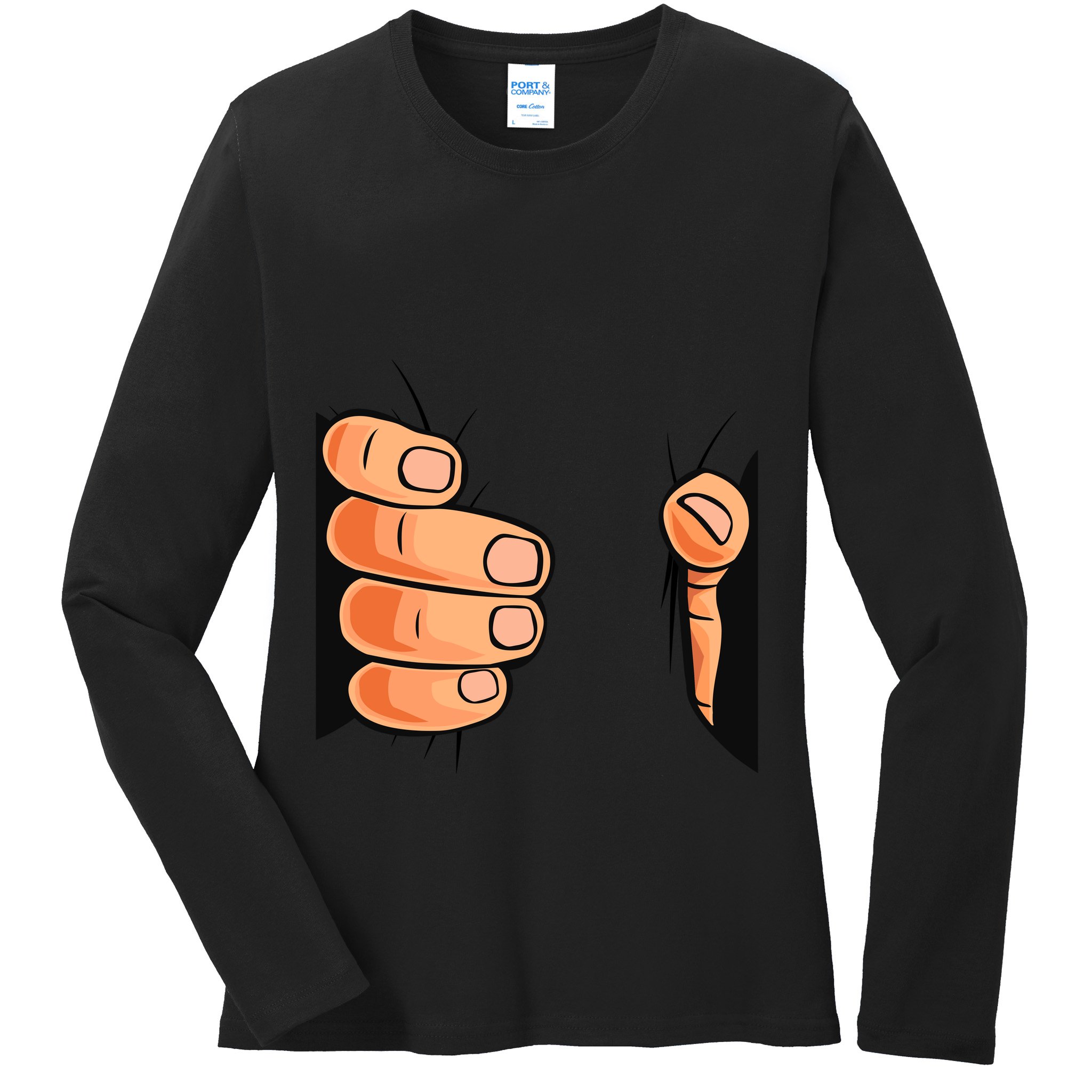 Funny Hand Gripping Optical Illusion Ladies Long Sleeve Shirt