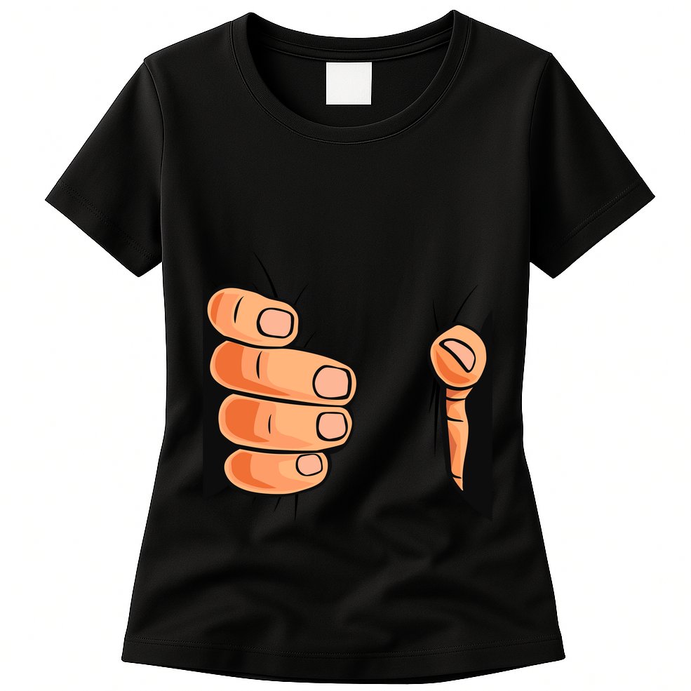 Funny Hand Gripping Optical Illusion Womens T-Shirt