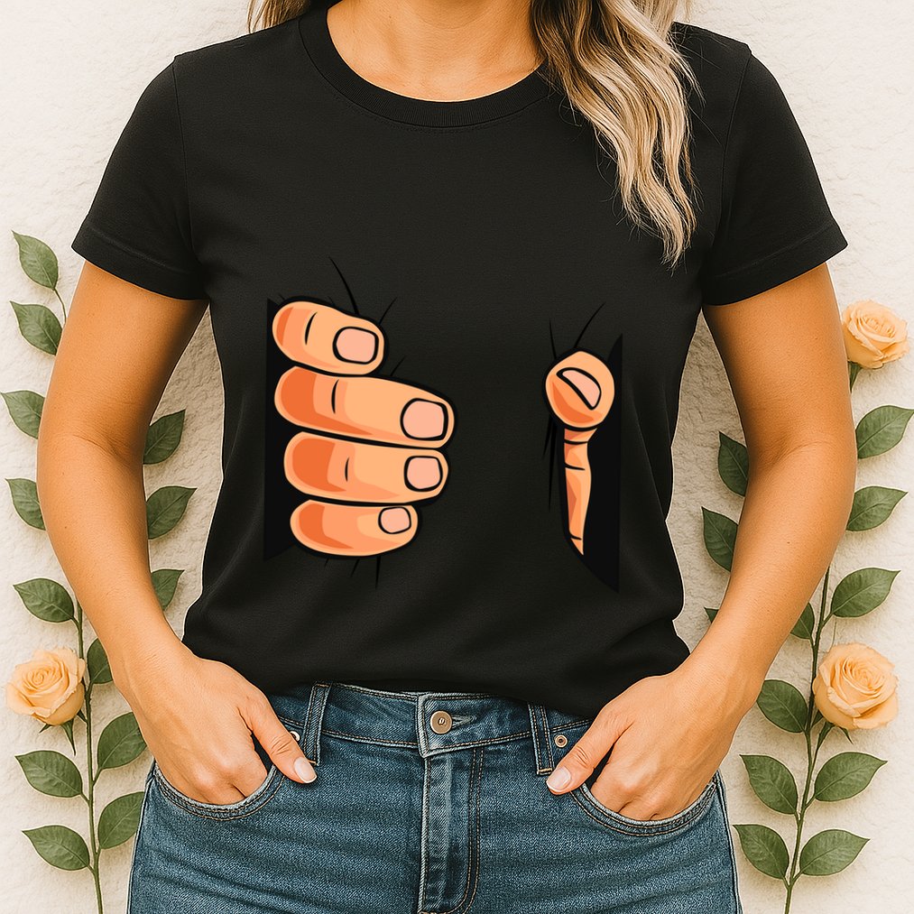 Funny Hand Gripping Optical Illusion Womens T-Shirt