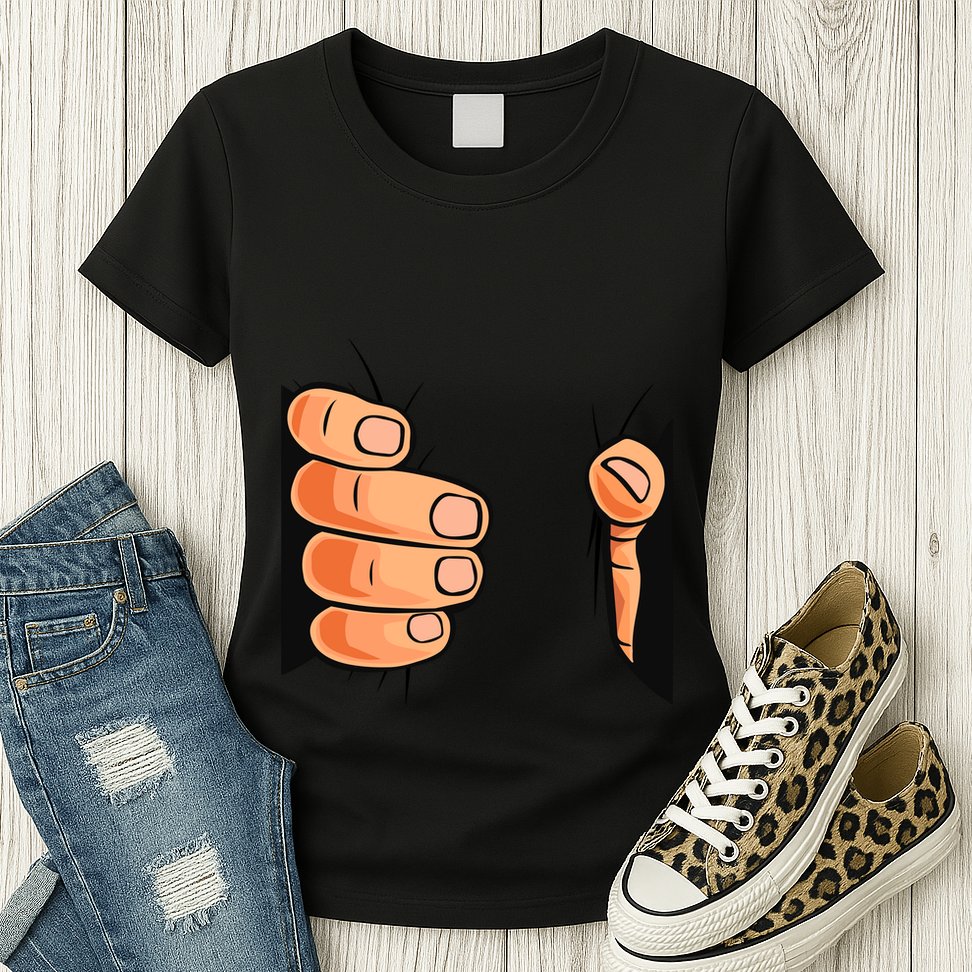Funny Hand Gripping Optical Illusion Womens T-Shirt