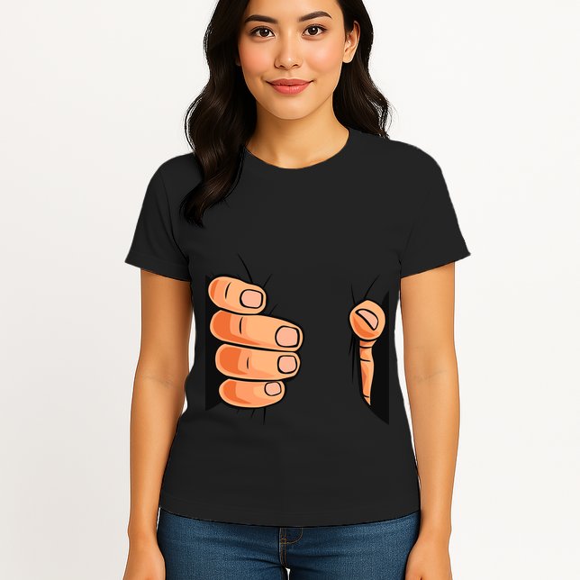 Funny Hand Gripping Optical Illusion Womens T-Shirt