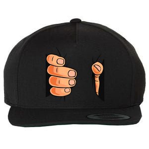 Funny Hand Gripping Optical Illusion Wool Snapback Cap