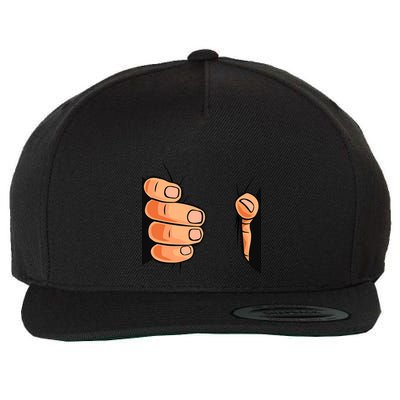 Funny Hand Gripping Optical Illusion Wool Snapback Cap