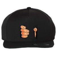 Funny Hand Gripping Optical Illusion Wool Snapback Cap