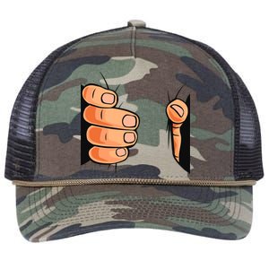 Funny Hand Gripping Optical Illusion Retro Rope Trucker Hat Cap