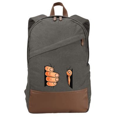 Funny Hand Gripping Optical Illusion Cotton Canvas Backpack
