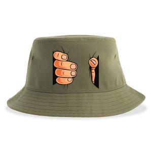 Funny Hand Gripping Optical Illusion Sustainable Bucket Hat