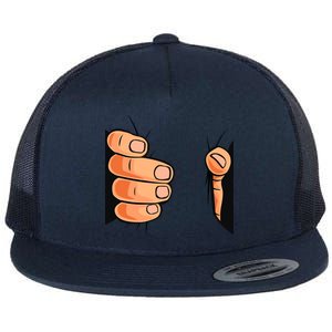 Funny Hand Gripping Optical Illusion Flat Bill Trucker Hat