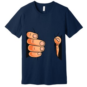 Funny Hand Gripping Optical Illusion Premium T-Shirt